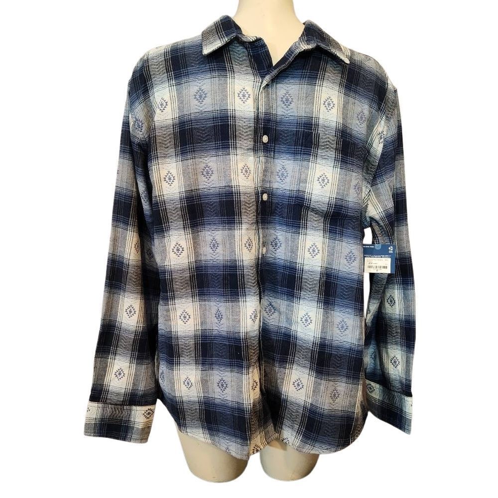 Arizona Men's Blue Plaid Buttom Down‎ Shirt Size Medium